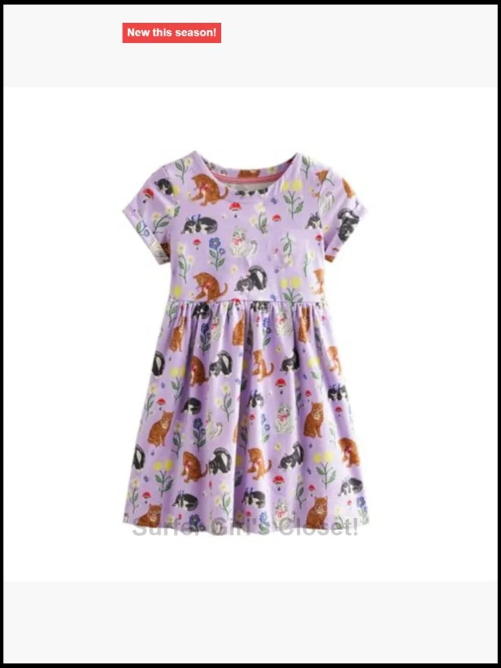 Little Girl Short Sleeve Cotton Applique Tunic Dress